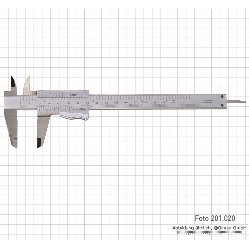 Kaliper INOX, 200 x 0,05 mm / 8" x 1/128"