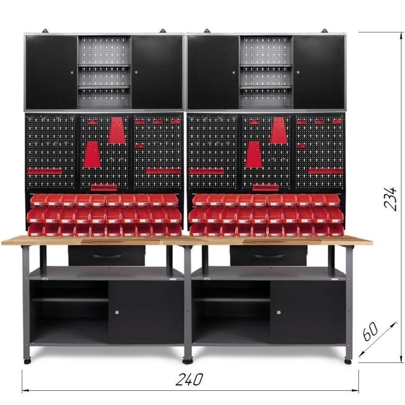 Töökojamööbli komplekt, metallist tööriistariiul (52 tk.) koos Klaus 2 tk-ga.