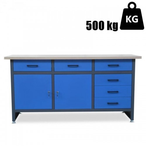 HENRY töölaud sahtlite ja kappidega, SININE, 1700 mm