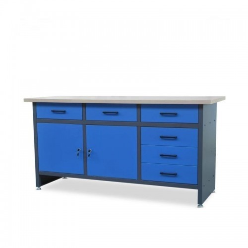 HENRY töölaud sahtlite ja kappidega, SININE, 1700 mm