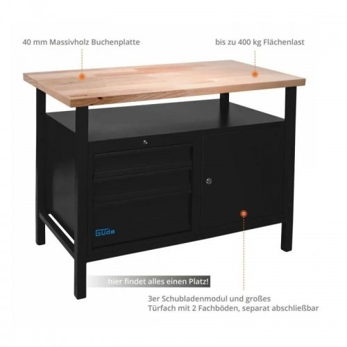 Töölaud Guede P 1200 SLT must joon, 1190 mm