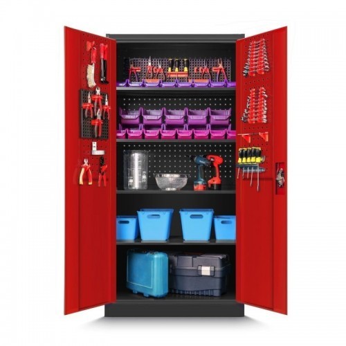 BRUNO metallist töökoja- ja tööriistakapp, 920 x 1850 x 500 mm, antratsiitpunane