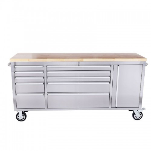 Roostevabast terasest töökojakäru 198 cm, 10 sahtliga, 72"