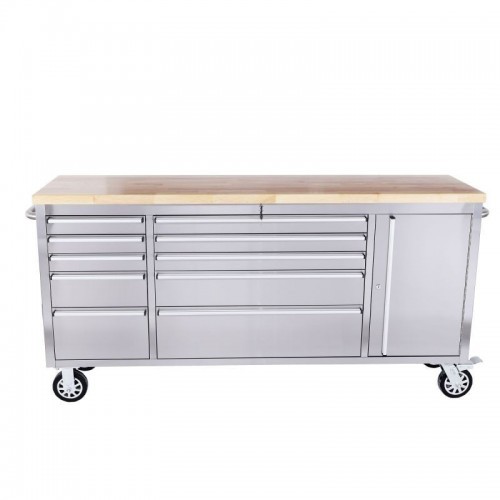 Roostevabast terasest töökojakäru 198 cm, 10 sahtliga, 72"