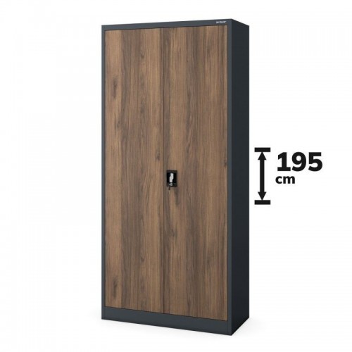 Metallist kontorikapp JAN H, 900 x 1950 x 400 mm, ökodisain: antratsiit/pähkel