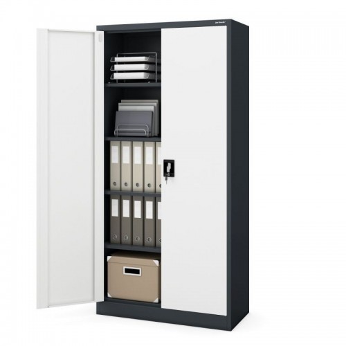 Metallist kontorikapp JAN, 900 x 1850 x 400 mm, antratsiithall