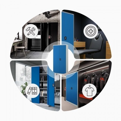 Metallist dokumendikapp JAN, 900 x 1850 x 400 mm, hallikassinine