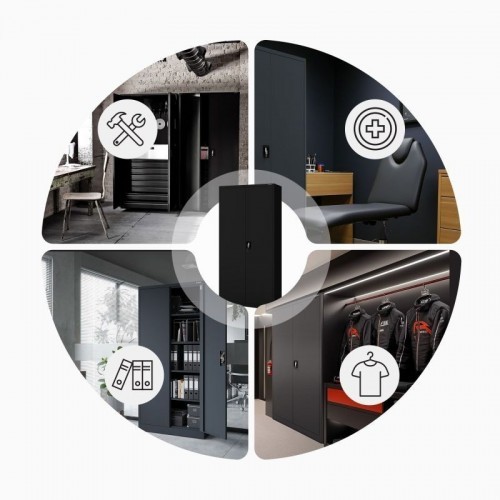 Metallist dokumendikapp JAN, 900 x 1850 x 400 mm, must