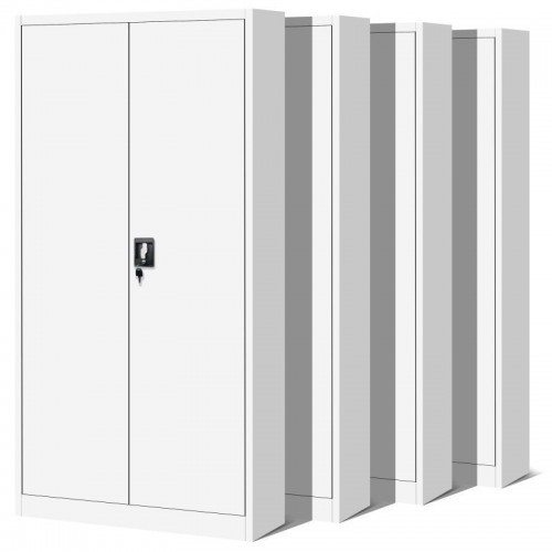 Metallist kontorikapp JAN, 900 x 1850 x 400 mm, 4 osa, valge