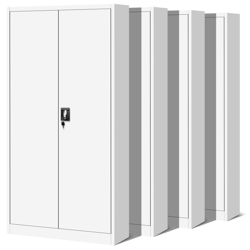 Metallist kontorikapp JAN, 900 x 1850 x 400 mm, 4 osa, valge