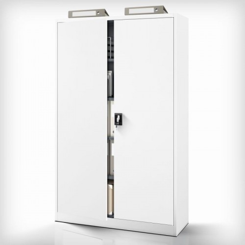 Metallist dokumendikapp JAN II, 1150 x 1850 x 400 mm, valge