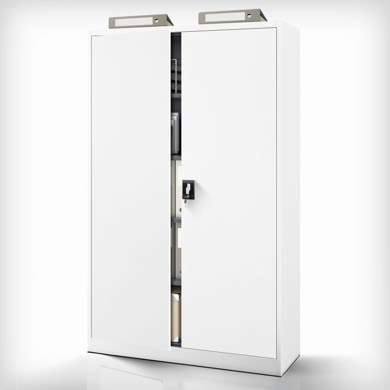 Metallist dokumendikapp JAN II, 1150 x 1850 x 400 mm, valge