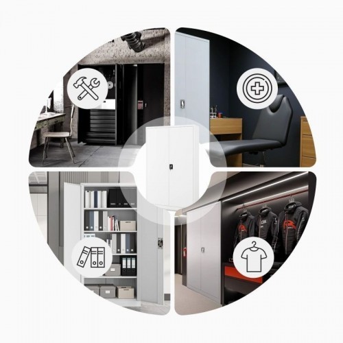 Metallist dokumendikapp JAN II, 1150 x 1850 x 400 mm, valge