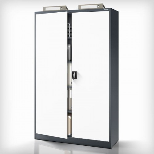 Metallist dokumendikapp JAN II, 1150 x 1850 x 400 mm, antratsiitvalge