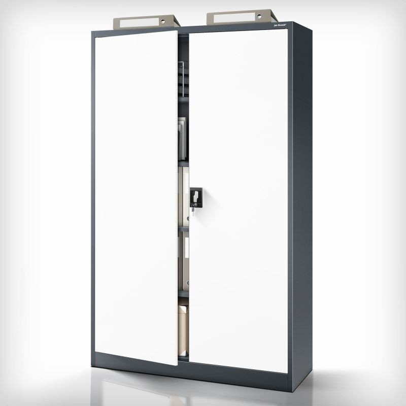 Metallist dokumendikapp JAN II, 1150 x 1850 x 400 mm, antratsiitvalge