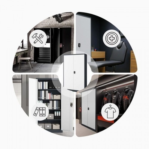 Metallist dokumendikapp JAN II, 1150 x 1850 x 400 mm, antratsiitvalge