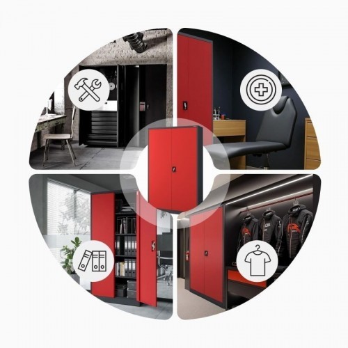 Metallist dokumendikapp JAN II, 1150 x 1850 x 400 mm, antratsiitpunane