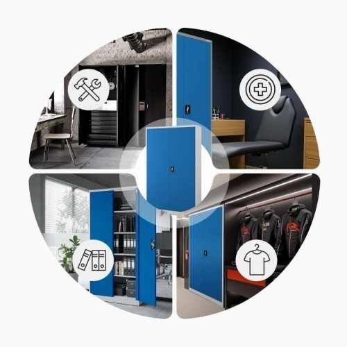 Metallist dokumendikapp JAN II, 1150 x 1850 x 400 mm, hallikassinine