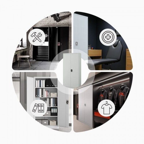 Metallist dokumendikapp JAN H, 900 x 1950 x 400 mm, valge