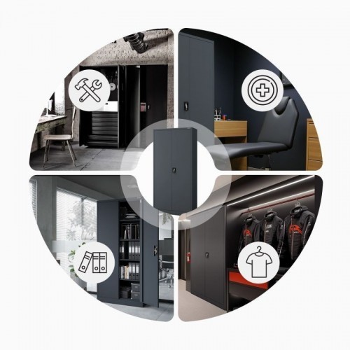 Metallist dokumendikapp JAN H, 900 x 1950 x 400 mm, antratsiithall