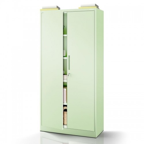 Kaheukseline riidekapp riiulitega JAN H, 900 x 1950 x 400 mm, Fresh Style: pastellroheline