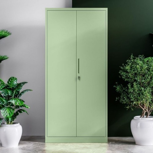 Kaheukseline riidekapp riiulitega JAN H, 900 x 1950 x 400 mm, Fresh Style: pastellroheline