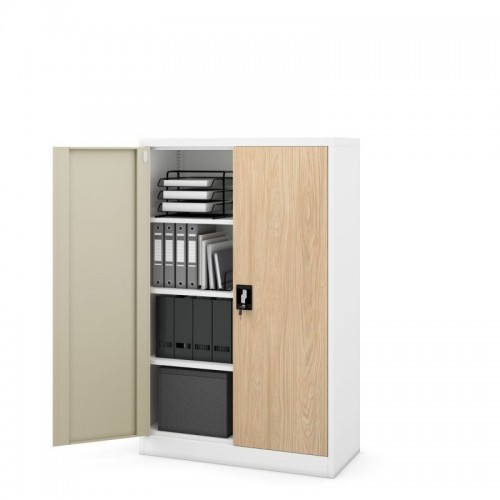 KEVIN metallist kontorikapp, 900 x 1400 x 400 mm, Eco Design: valge/sonoma tamm