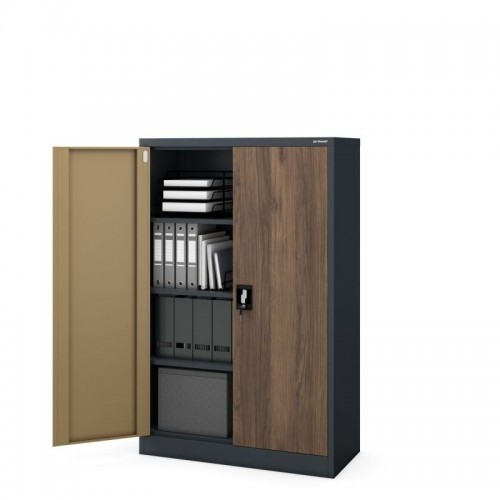 KEVIN metallist kontorikapp, 900 x 1400 x 400 mm, Eco Design: antratsiit/pähklipuu