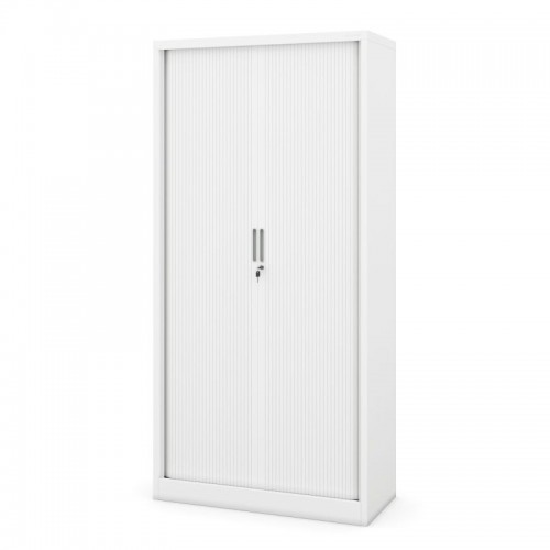 Metallist kontorikapp rulookardinaga DAMIAN, 900 x 1850 x 450 mm, valge