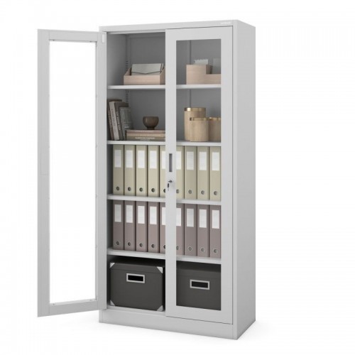 Klaasuksega kapp Amelia, 900 x 1850 x 400 mm, hall