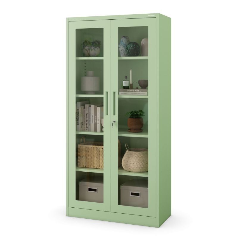 Vitraažkapp AMELIA, 900 x 1850 x 400 mm, Fresh Style: pastellroheline