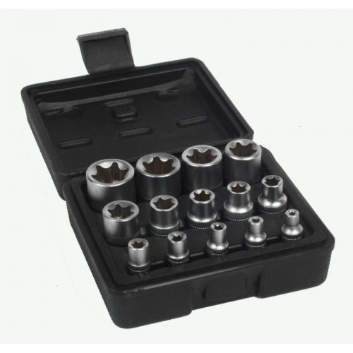 Torx padrunvõtmete komplekt 1/2", 3/8", 1/4" E4-E24 14 tk.
