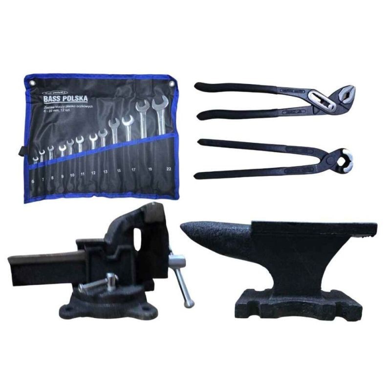 Tööriistakomplekt (alasi 5kg, kruustangid 100mm, mutrivõtmed)