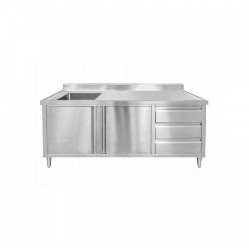 180 cm kapp valamu ja sahtlitega, täielikult roostevabast terasest