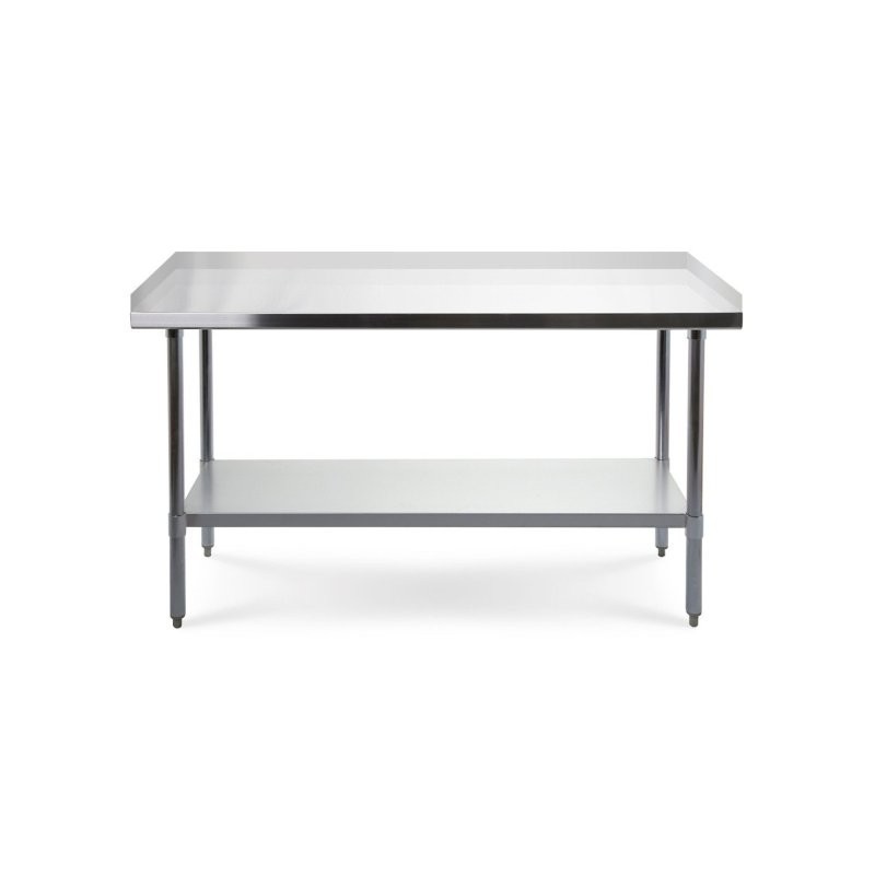 Töölaud 3 küljega, 180x60 cm roostevabast terasest pealispind + riiuli reguleerimine