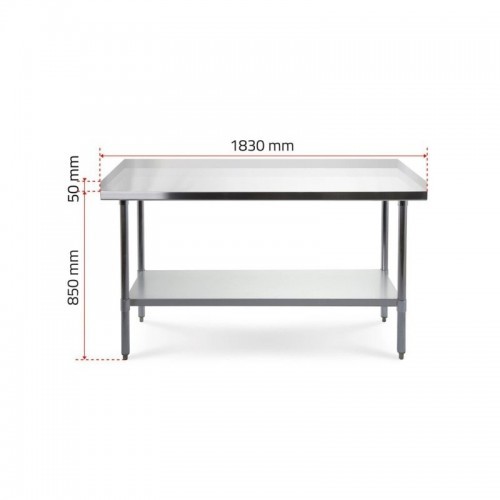 Töölaud 3 küljega, 180x60 cm roostevabast terasest pealispind + riiuli reguleerimine
