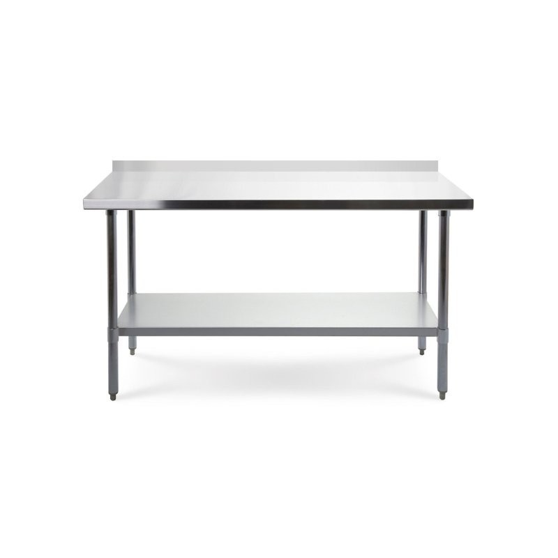 Töölaud 180x60 cm roostevabast terasest pealispinna ja seinaäärega