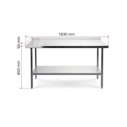 Töölaud 180x60 cm roostevabast terasest pealispinna ja seinaäärega
