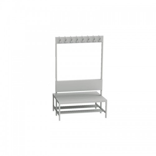 Kahepoolne riietusruumi pink riidepuudega