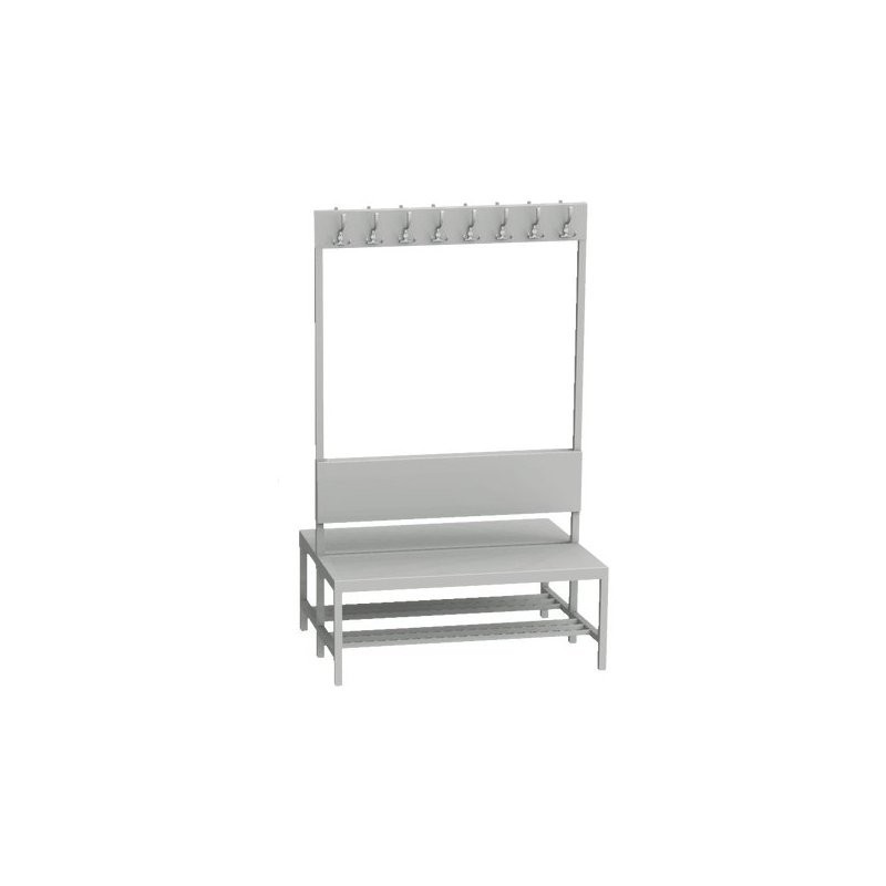 Kahepoolne riietusruumi pink riidepuudega