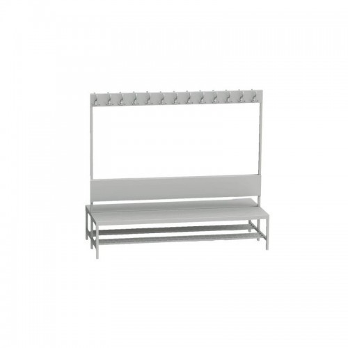 Kahepoolne riietusruumi pink riidepuudega