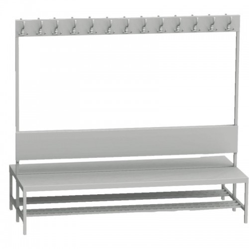 Kahepoolne riietusruumi pink riidepuudega