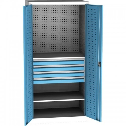 Tugev SPD universaalne töökojakapp DVB perforatsiooniga, 4 sahtli ja 2 riiuliga