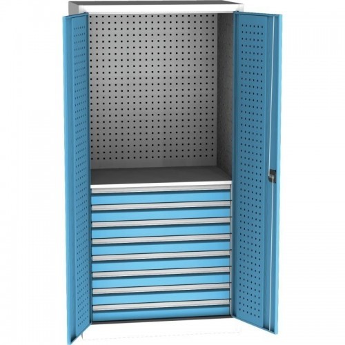 Tugev SPD universaalne töökojakapp DVB perforatsiooniga, 8 sahtli ja 2 riiuliga