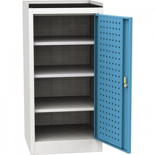 Töökoja tööriistakapp raamitud kummist töötasapinnaga