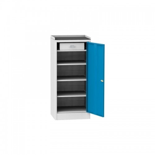 Töökoja tööriistakapp raamitud kummist töötasapinnaga