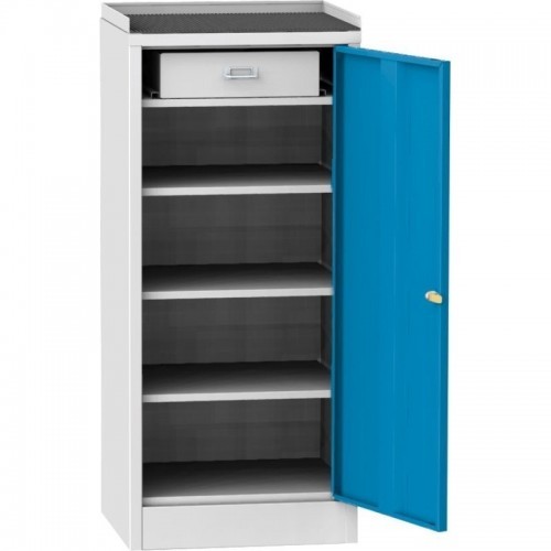 Töökoja tööriistakapp raamitud kummist töötasapinnaga