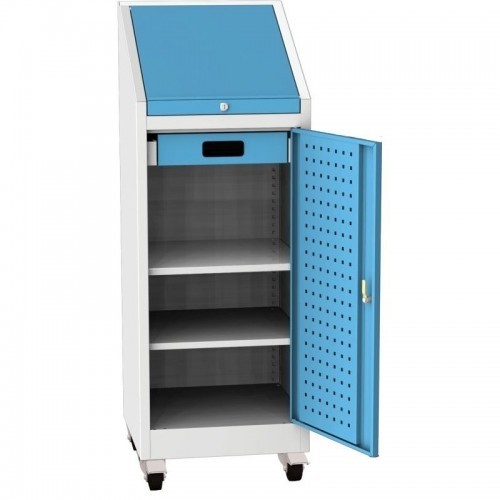 Töökoja tööriistakapp ratastel integreeritud lauaga