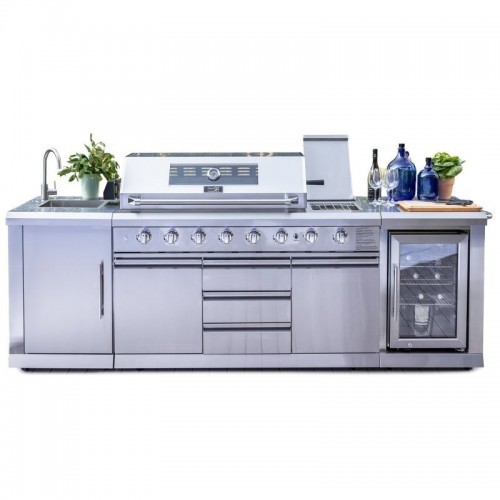 Väliköögi gaasigrill 6 põletiga külmkapi valamu roostevabast terasest