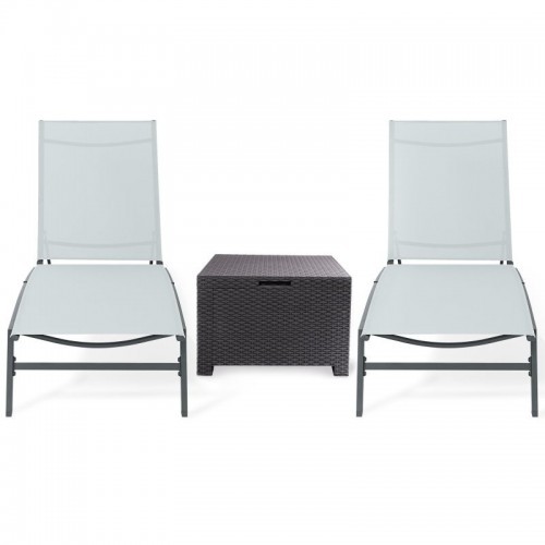 Päevitustoolide komplekt 2 tk sobiva külglaua padjaga